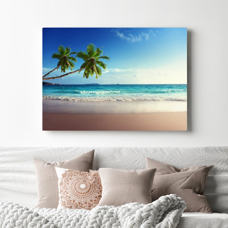 Obraz na płótnie tropikalna plaża na Karaibach o zachodzie słońca – Wallissimo® Obraz na płótnie tropikalna plaża na Karaibach o zachodzie słońca – Wallissimo®
