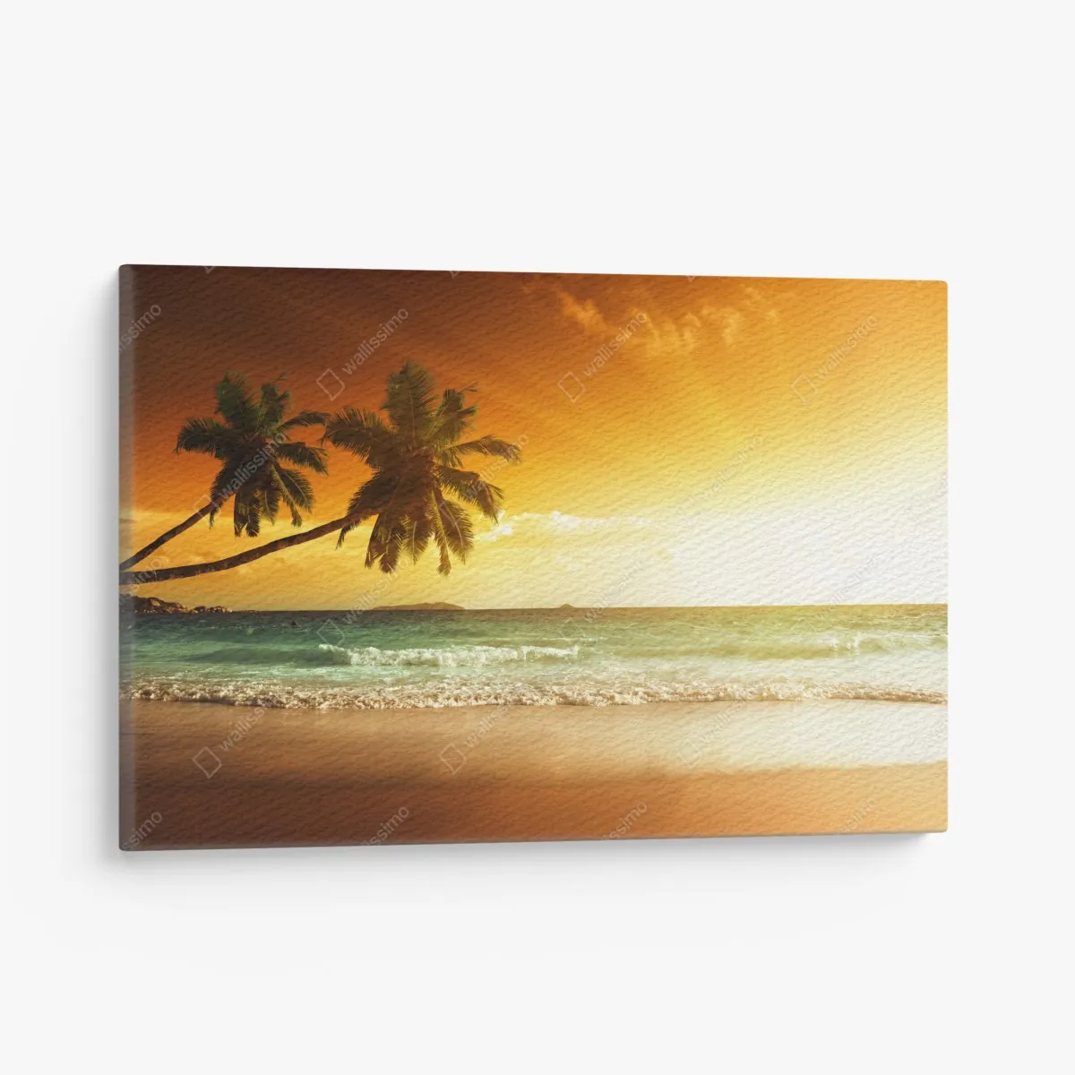 Obraz na płótnie tropikalny zachód słońca nad plażą na Karaibach – Wallissimo® Obraz na płótnie tropikalny zachód słońca nad plażą na Karaibach – Wallissimo®