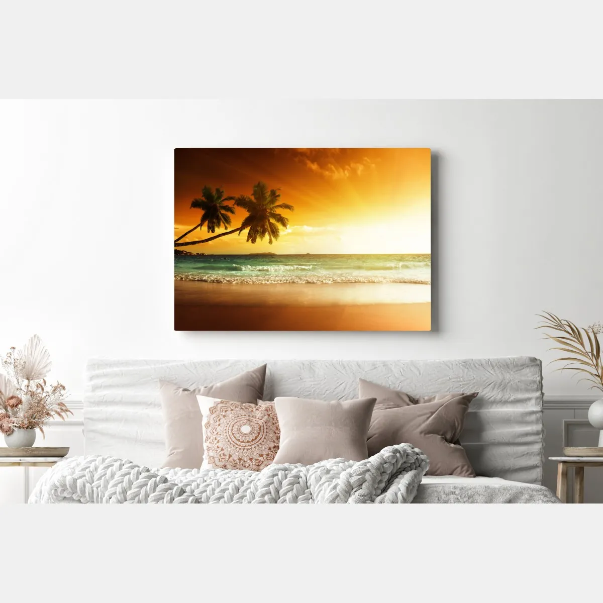 Obraz na płótnie tropikalny zachód słońca nad plażą na Karaibach – Wallissimo® Obraz na płótnie tropikalny zachód słońca nad plażą na Karaibach – Wallissimo®