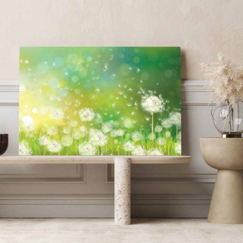 Obraz na płótnie wiosenna łąka dmuchawców – Wallissimo® Obraz na płótnie wiosenna łąka dmuchawców – Wallissimo®