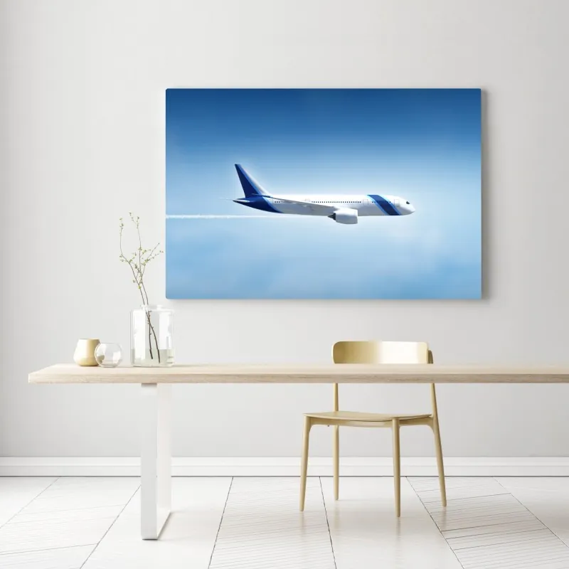 Obraz na płótnie odrzutowiec na czystym niebie – Wallissimo® Obraz na płótnie odrzutowiec na czystym niebie – Wallissimo®