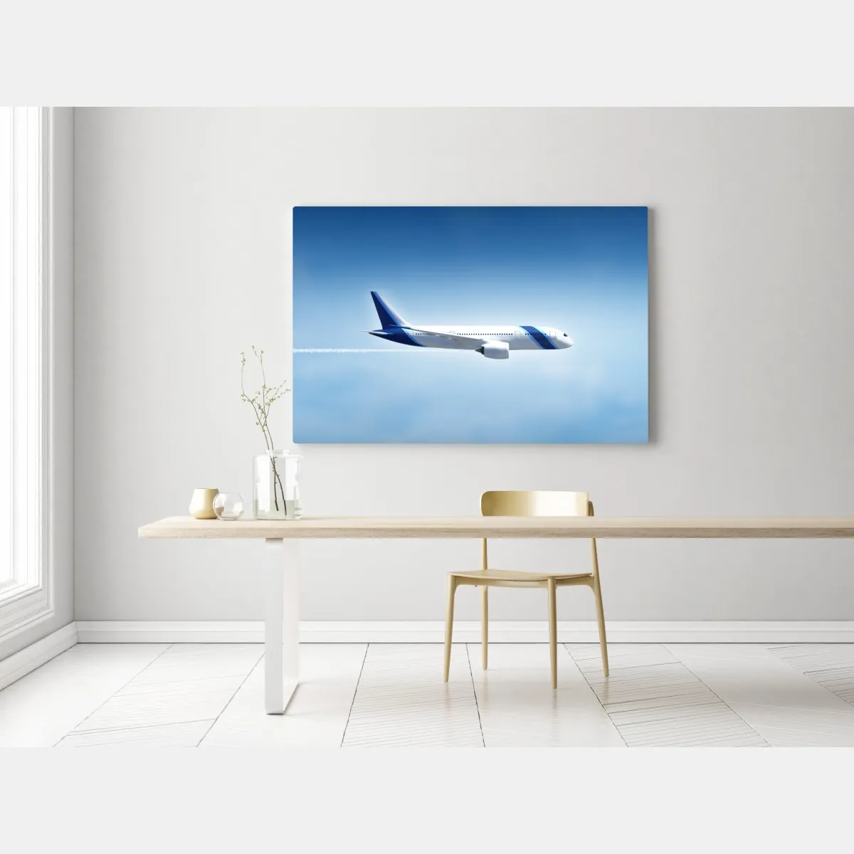 Obraz na płótnie odrzutowiec na czystym niebie – Wallissimo® Obraz na płótnie odrzutowiec na czystym niebie – Wallissimo®