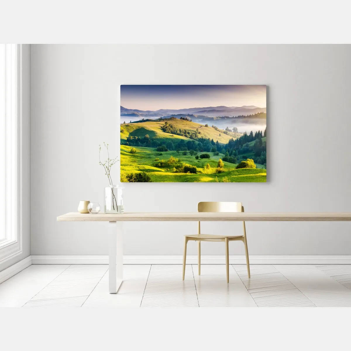 Obraz na płótnie zachód słońca w Karpatych nad zielonymi wzgórzami – Wallissimo® Obraz na płótnie zachód słońca w Karpatych nad zielonymi wzgórzami – Wallissimo®