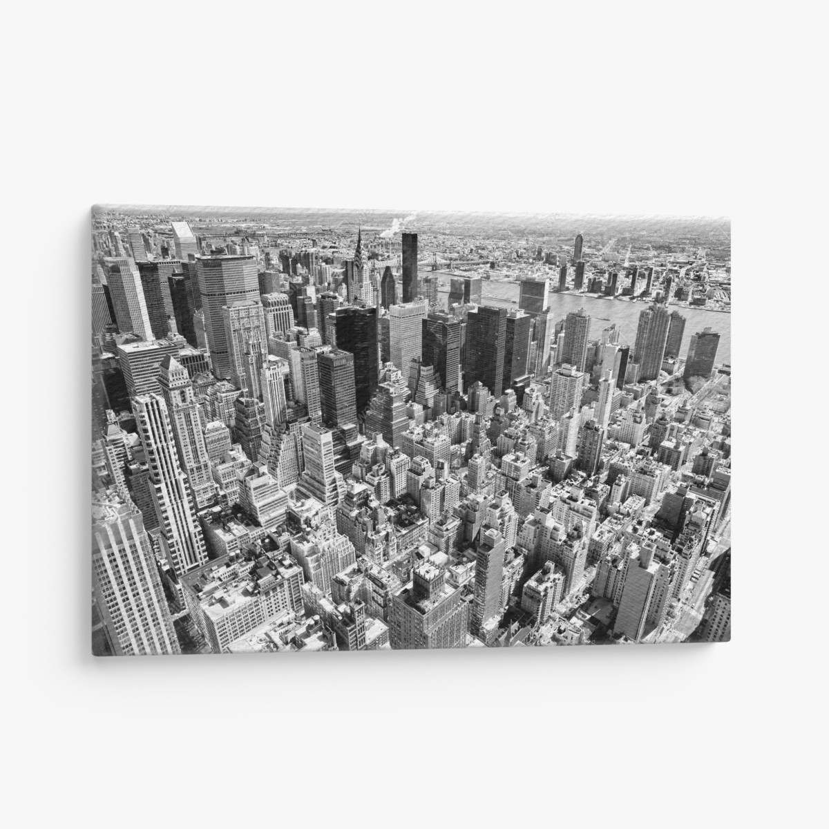 Canvas print aerial skyline of Manhattan in black and white