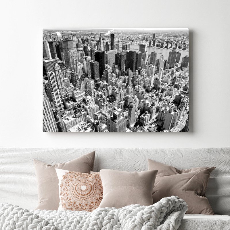Obraz na płótnie widok lotniczy Manhattanu w czerni i bieli