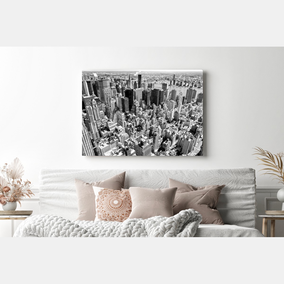 Obraz na płótnie widok lotniczy Manhattanu w czerni i bieli – Wallissimo® Obraz na płótnie widok lotniczy Manhattanu w czerni i bieli – Wallissimo®