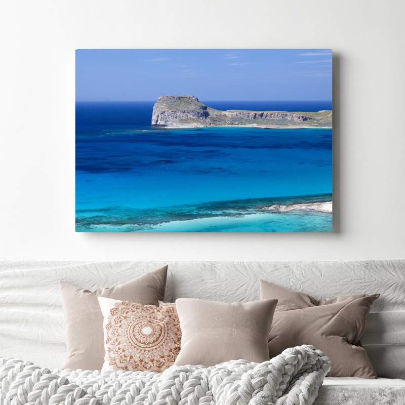 Obraz na płótnie spokojny morski pejzaż z wyspą – Wallissimo® Obraz na płótnie spokojny morski pejzaż z wyspą – Wallissimo®