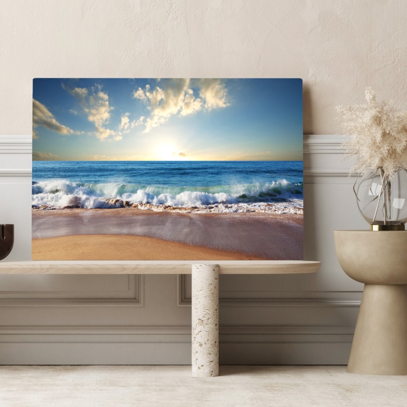 Obraz na płótnie spokojny zachód słońca nad plażą – Wallissimo® Obraz na płótnie spokojny zachód słońca nad plażą – Wallissimo®