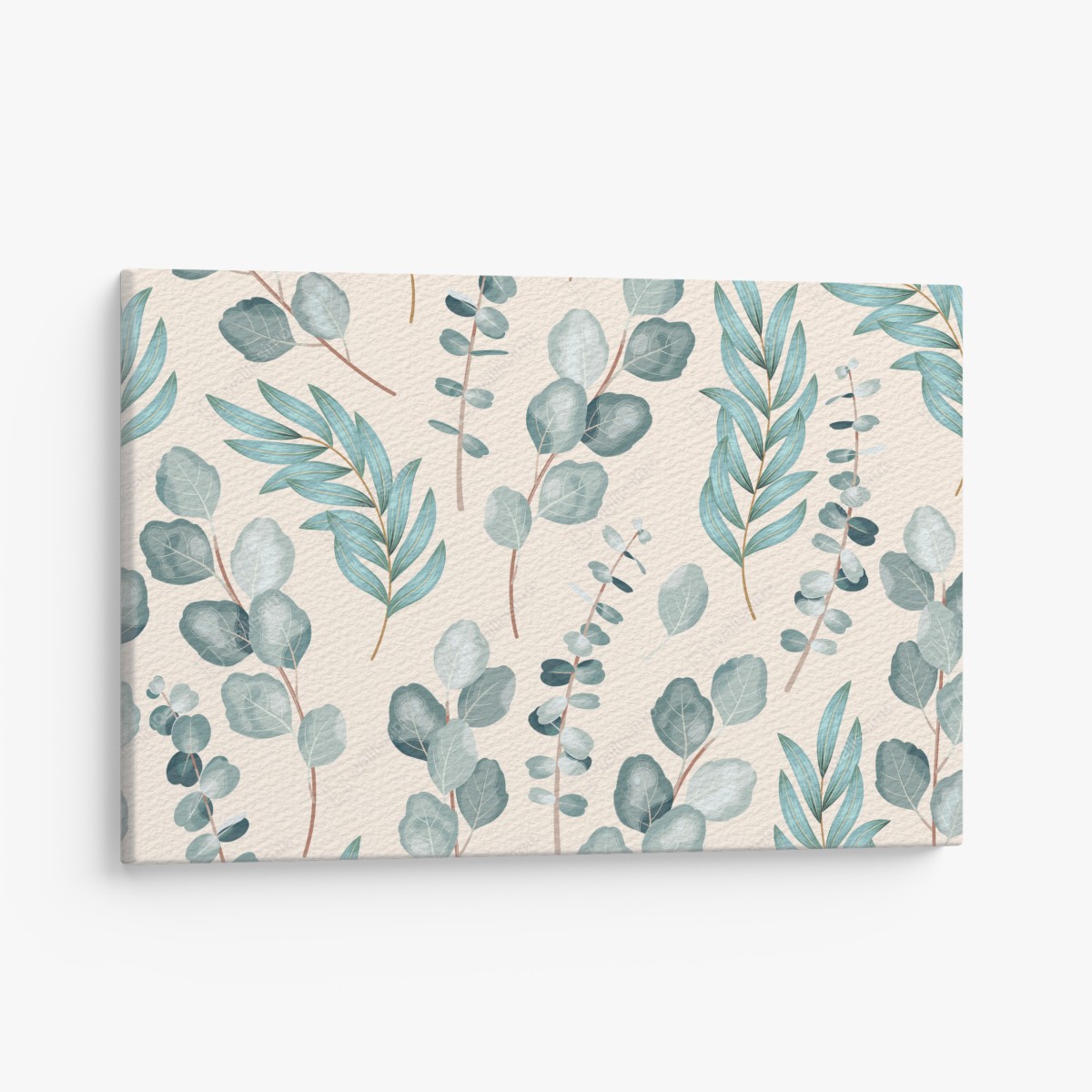 Canvas print pastel eucalyptus leaf pattern