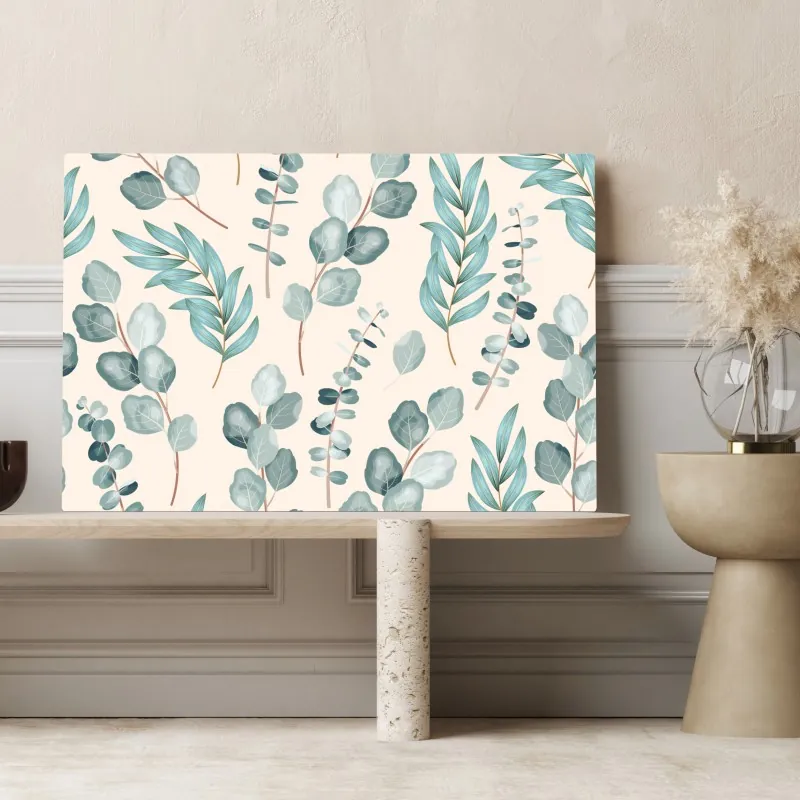 Obraz na płótnie pastelowy wzór liści eukaliptusa – Wallissimo® Obraz na płótnie pastelowy wzór liści eukaliptusa – Wallissimo®