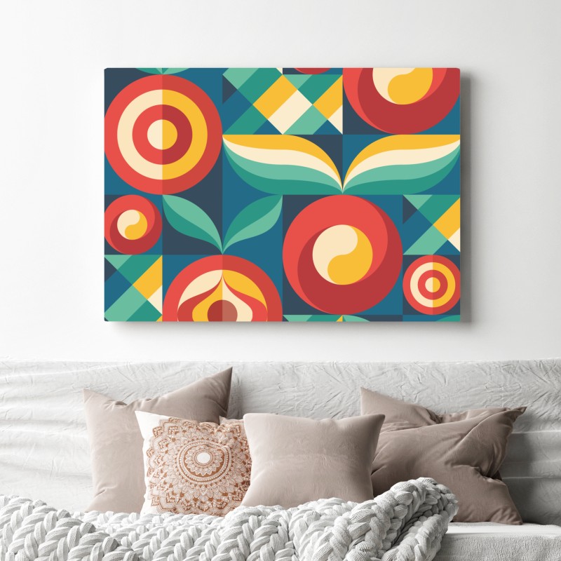 Obraz na płótnie żywy geometryczny motyw kwiatowy – Wallissimo® Obraz na płótnie żywy geometryczny motyw kwiatowy – Wallissimo®