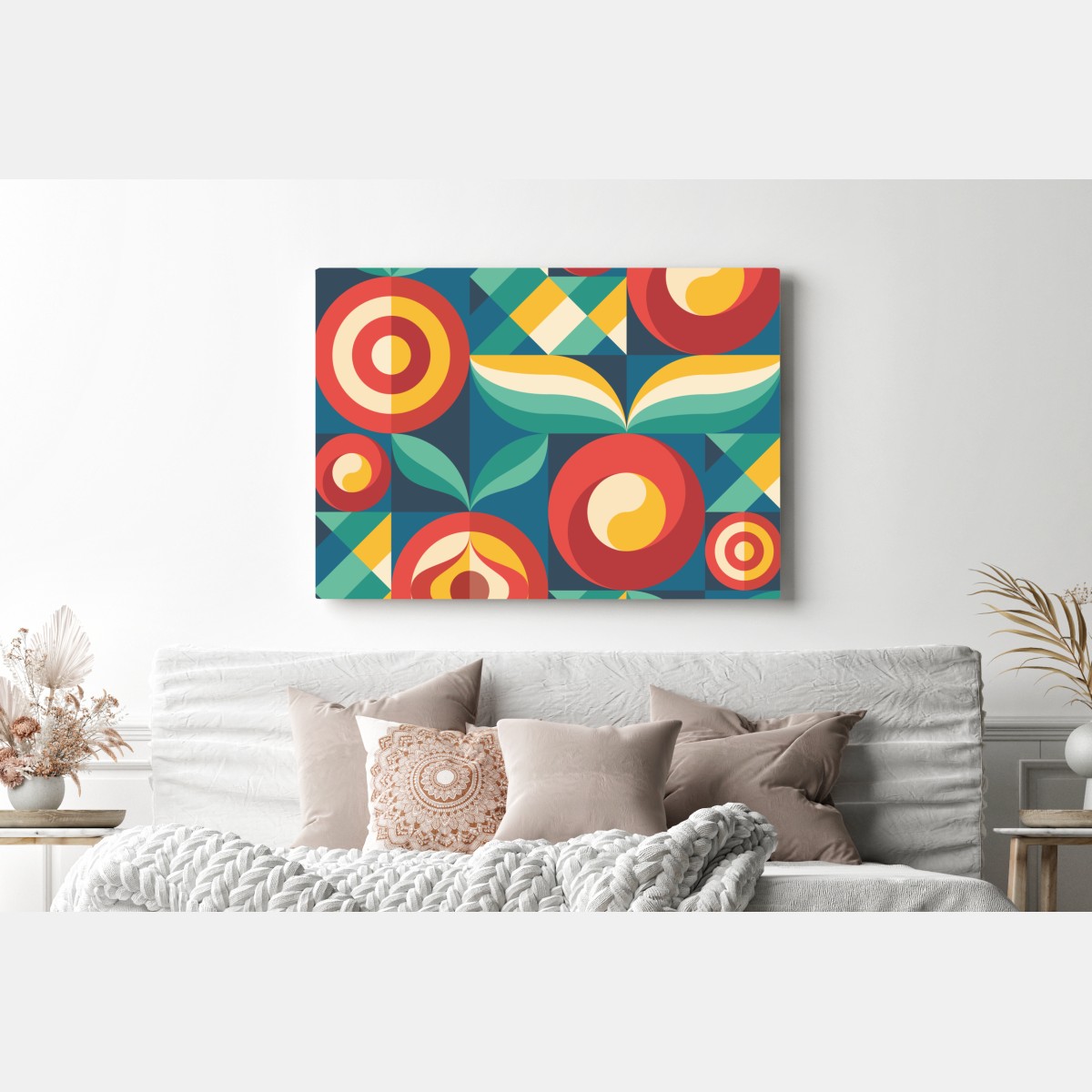 Obraz na płótnie żywy geometryczny motyw kwiatowy – Wallissimo® Obraz na płótnie żywy geometryczny motyw kwiatowy – Wallissimo®