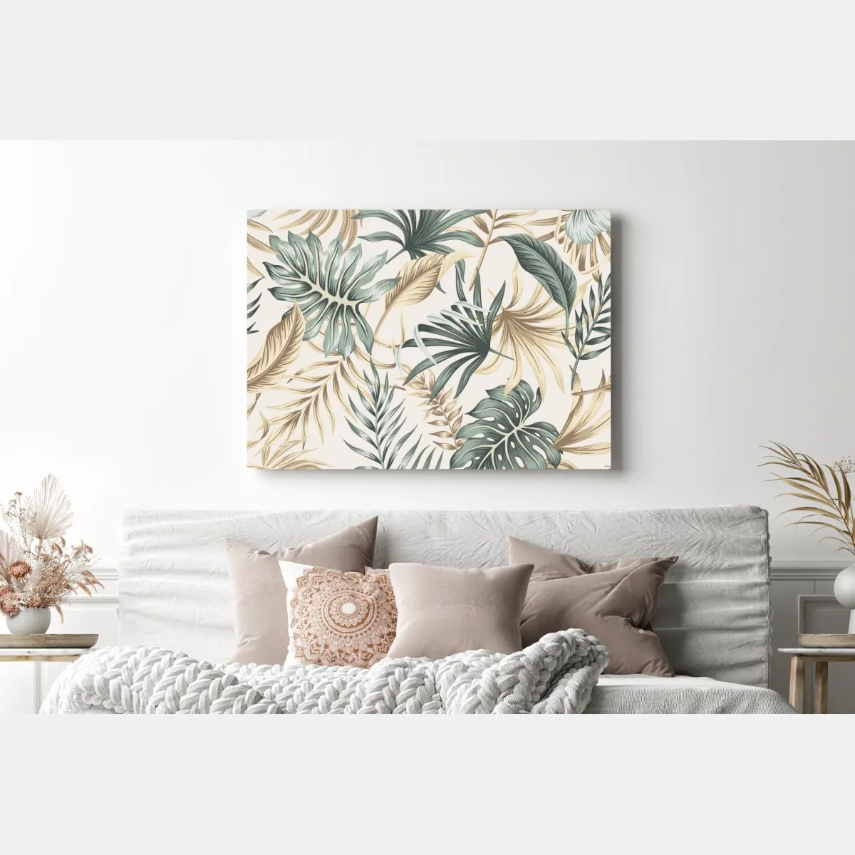Obraz na płótnie tropikalny botaniczny wzór liści – Wallissimo® Obraz na płótnie tropikalny botaniczny wzór liści – Wallissimo®