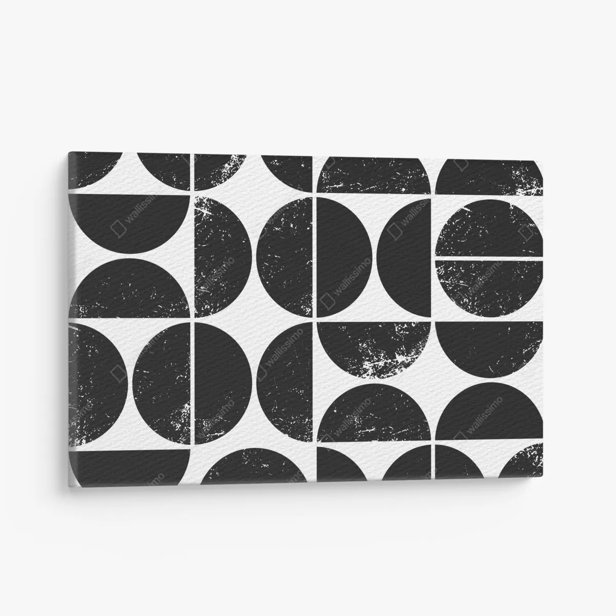 Obraz na płótnie czarny geometryczny wzór z kół i półkół – Wallissimo® Obraz na płótnie czarny geometryczny wzór z kół i półkół – Wallissimo®