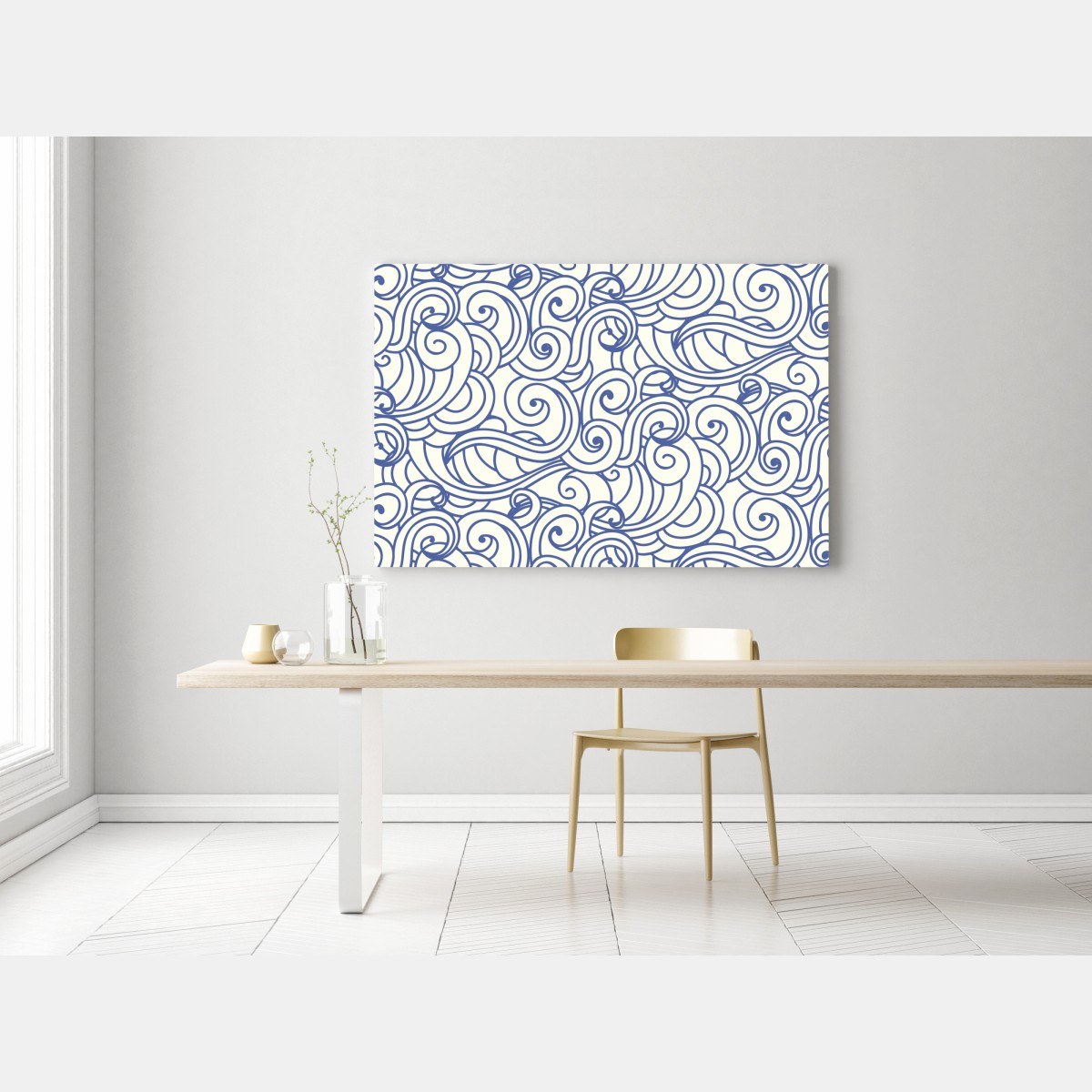 Obraz na płótnie niebieski wzór ze spiralami – Wallissimo® Obraz na płótnie niebieski wzór ze spiralami – Wallissimo®
