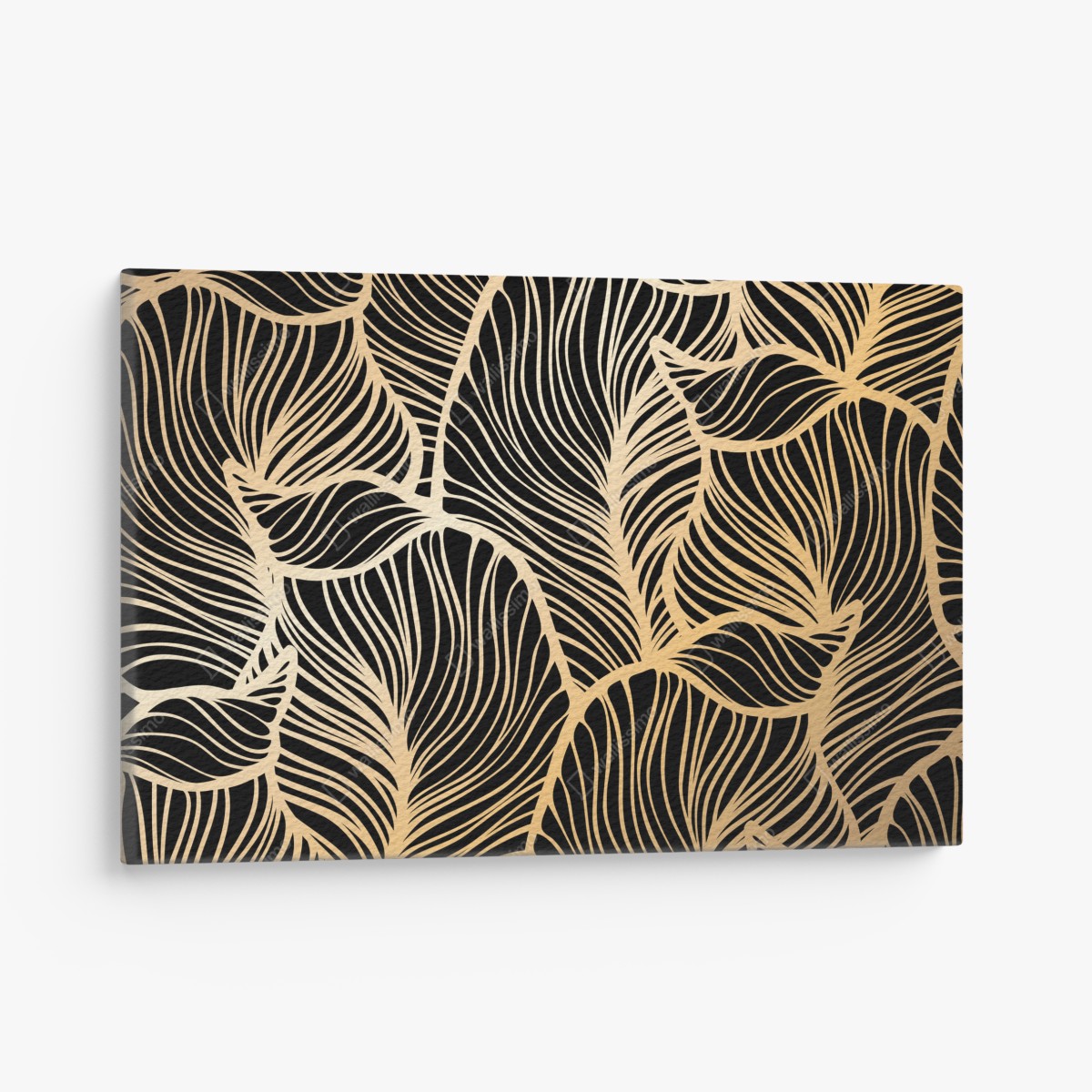 Canvas print golden leaf pattern on black