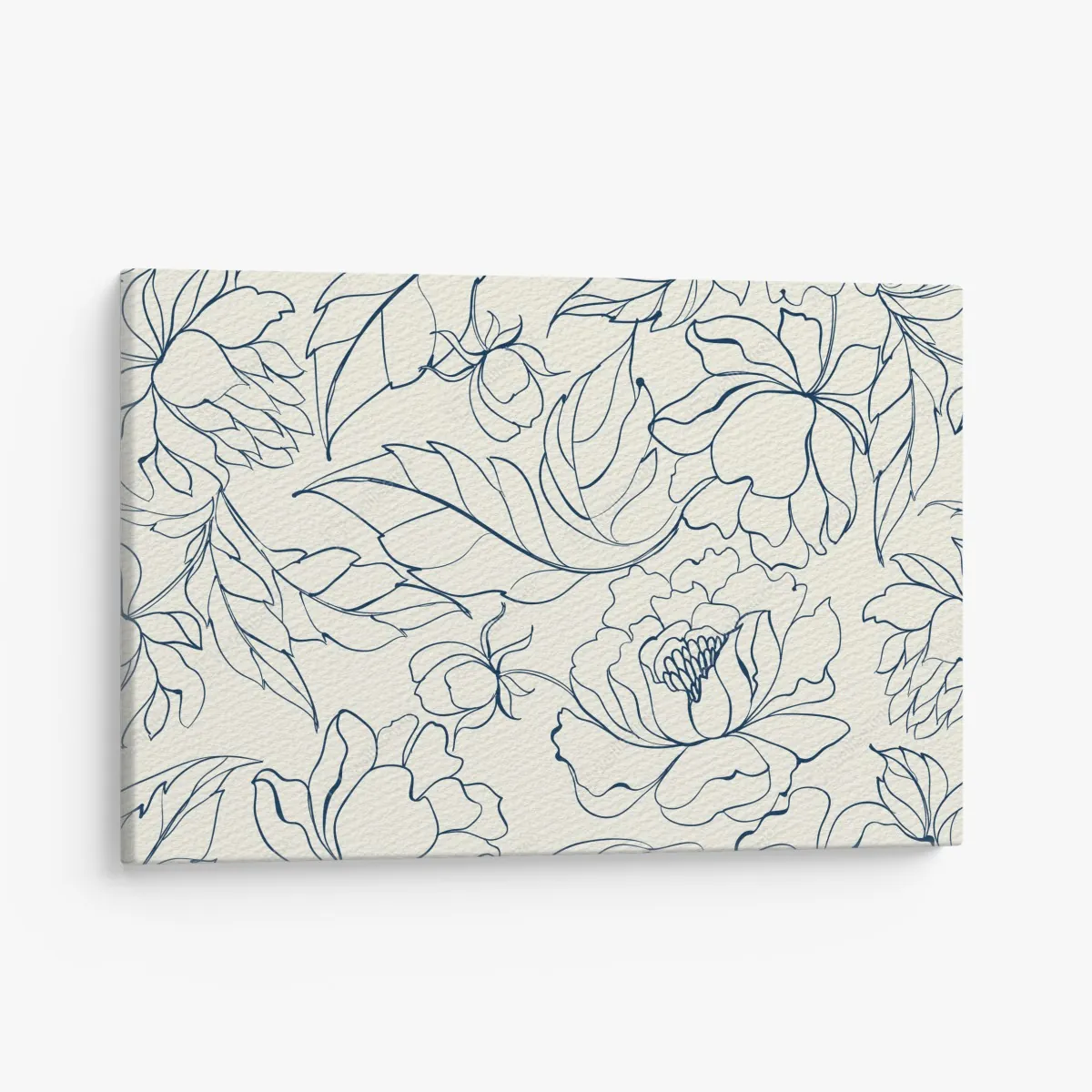Obraz na płótnie ręcznie rysowany granatowy wzór kwiatowy na kremowym tle – Wallissimo® Obraz na płótnie ręcznie rysowany granatowy wzór kwiatowy na kremowym tle – Wallissimo®