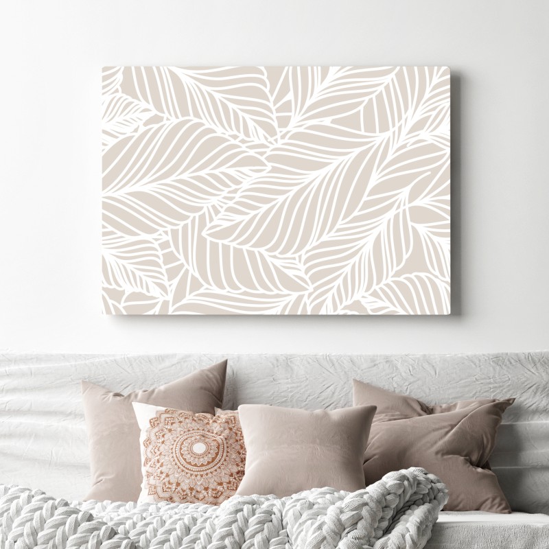 Obraz na płótnie beżowy botaniczny wzór liści – Wallissimo® Obraz na płótnie beżowy botaniczny wzór liści – Wallissimo®