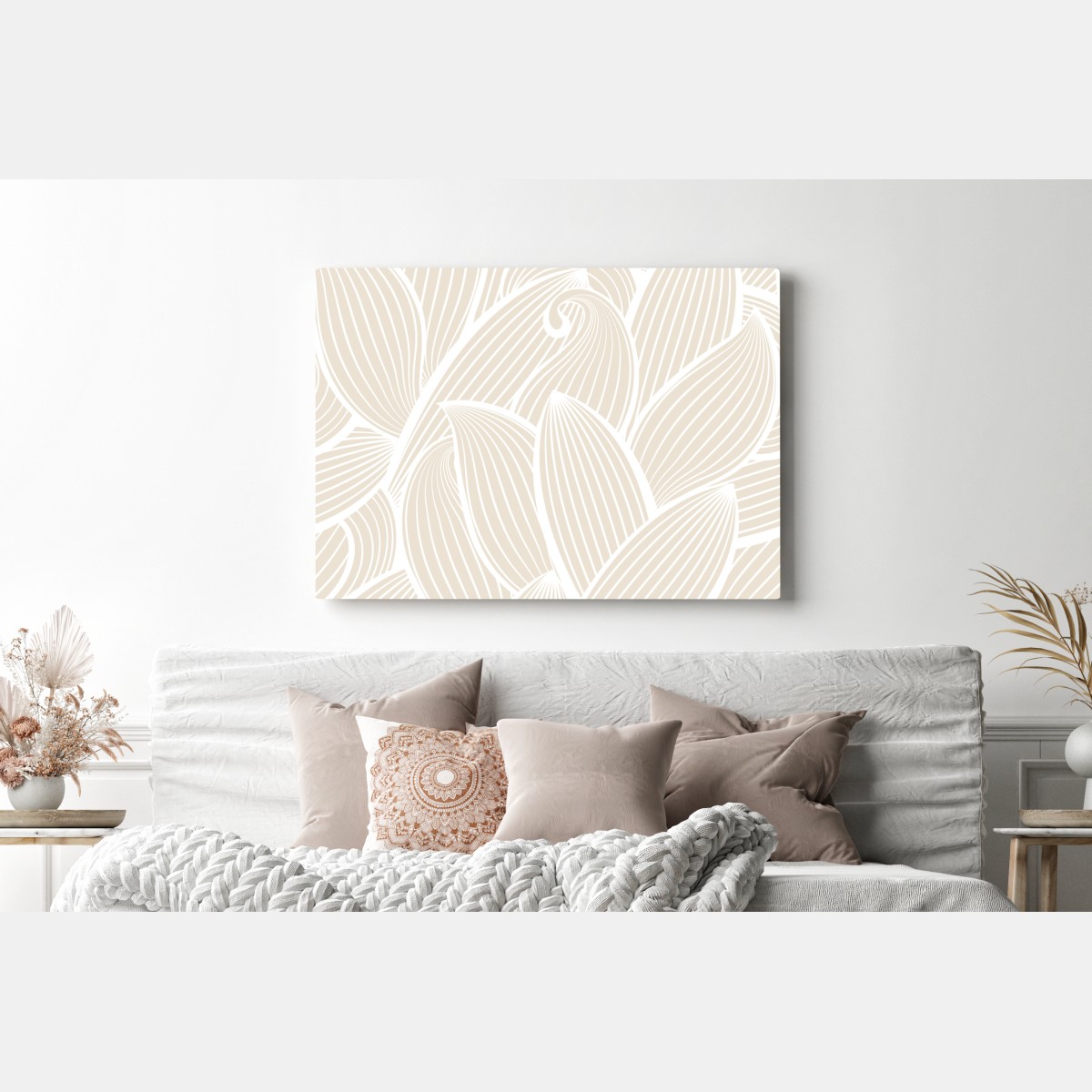 Obraz na płótnie delikatny beżowy botaniczny wzór – Wallissimo® Obraz na płótnie delikatny beżowy botaniczny wzór – Wallissimo®