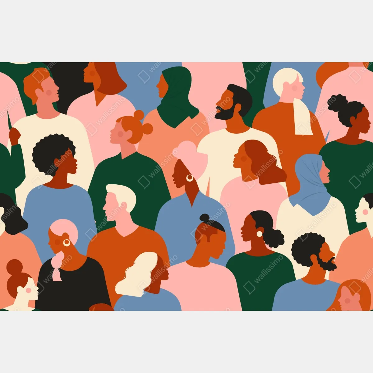 Obraz na płótnie wzór portretów zróżnicowanej społeczności – Wallissimo® Obraz na płótnie wzór portretów zróżnicowanej społeczności – Wallissimo®