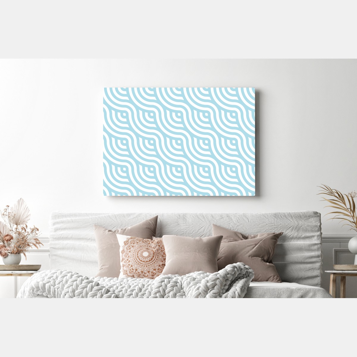 Obraz na płótnie miękki turkusowy geometryczny wzór fal – Wallissimo® Obraz na płótnie miękki turkusowy geometryczny wzór fal – Wallissimo®