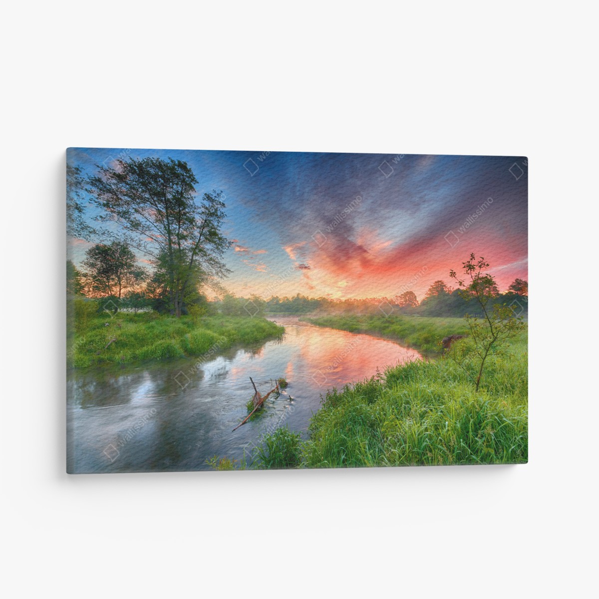 Canvas print sunrise over a misty riverbank