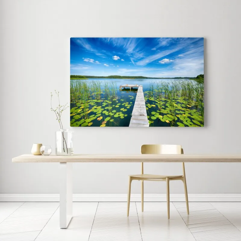 Obraz na płótnie pomost na Mazurach latem – Wallissimo® Obraz na płótnie pomost na Mazurach latem – Wallissimo®