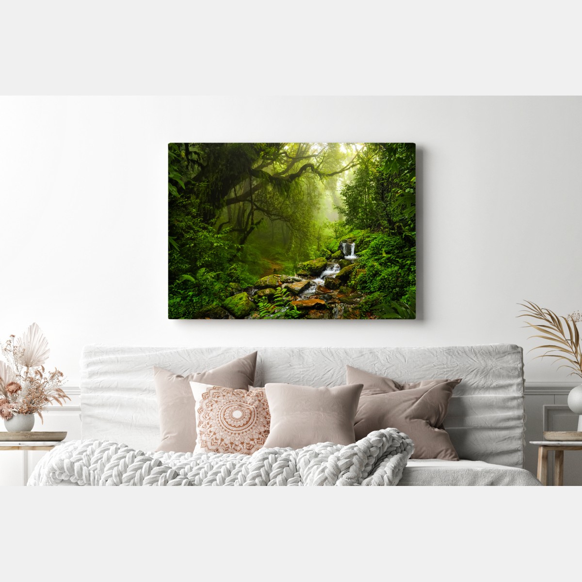Obraz na płótnie bujny mglisty leśny wodospad – Wallissimo® Obraz na płótnie bujny mglisty leśny wodospad – Wallissimo®