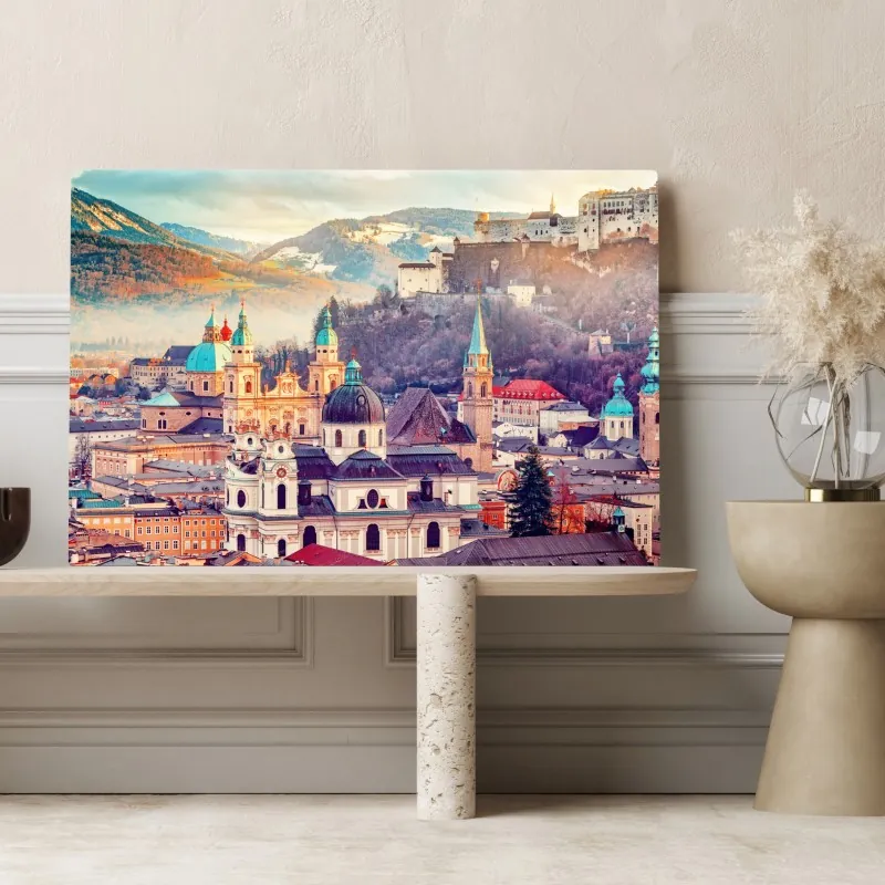 Obraz na płótnie zachód słońca nad Salzburgiem – Wallissimo® Obraz na płótnie zachód słońca nad Salzburgiem – Wallissimo®