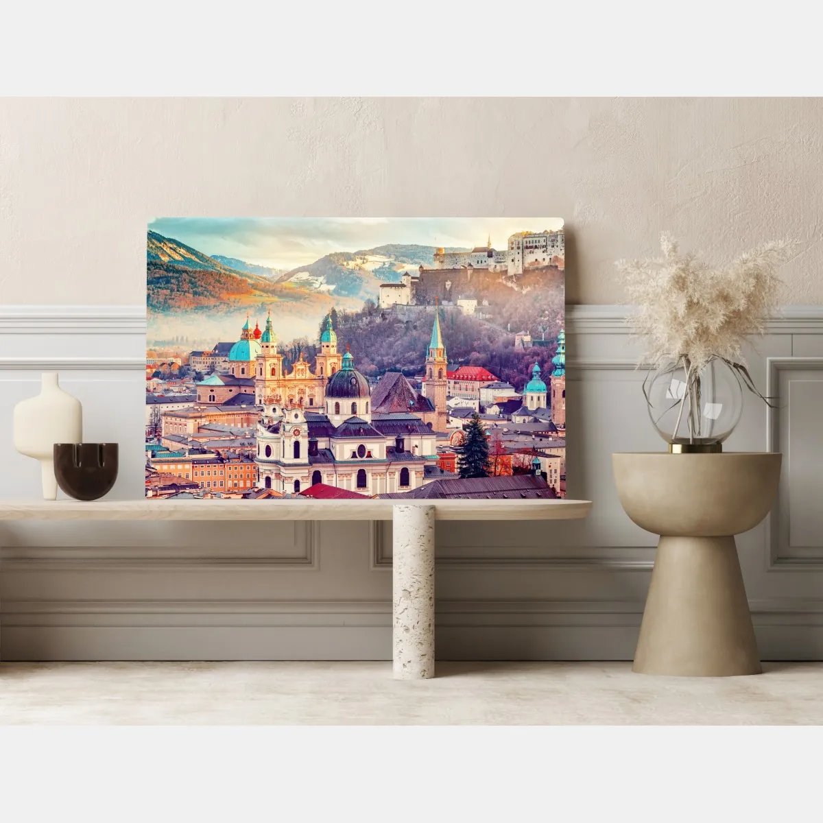 Obraz na płótnie zachód słońca nad Salzburgiem – Wallissimo® Obraz na płótnie zachód słońca nad Salzburgiem – Wallissimo®