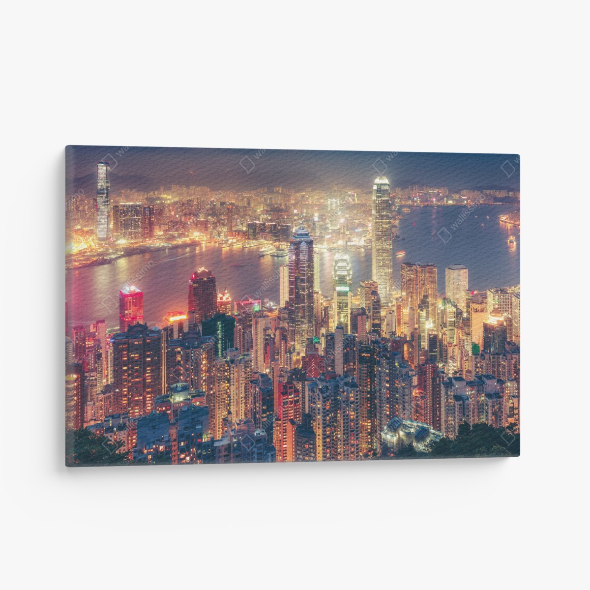 Canvas print Hong Kong skyline at night from Victoria Peak