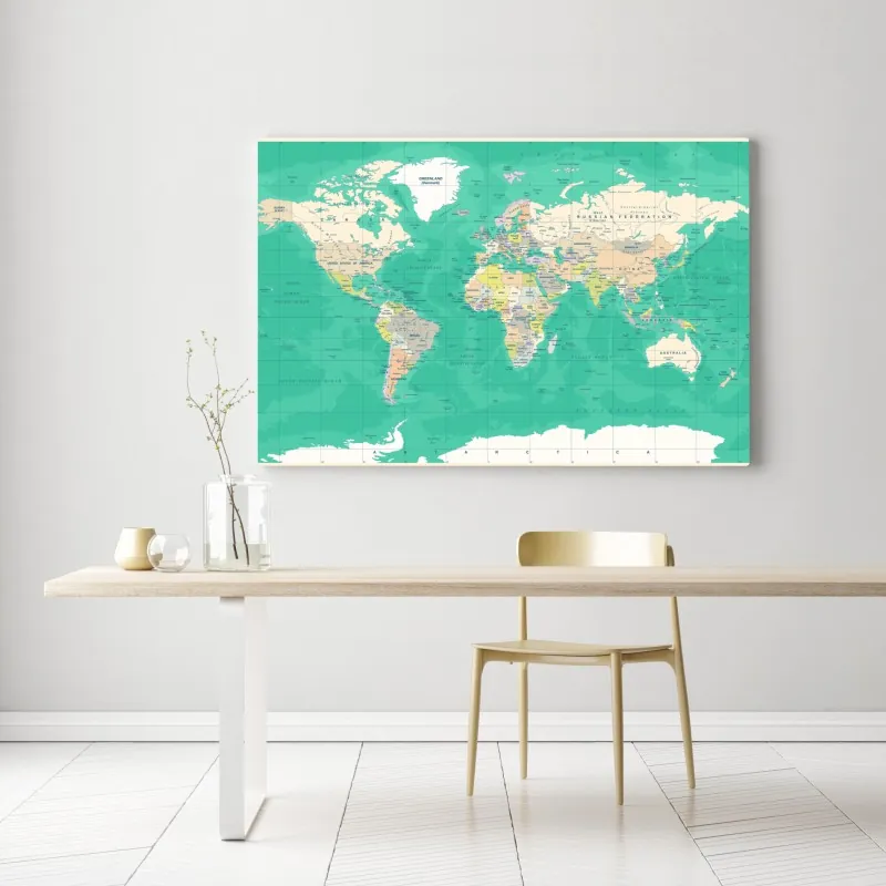 Obraz na płótnie mapa świata w stylu vintage – Wallissimo® Obraz na płótnie mapa świata w stylu vintage – Wallissimo®