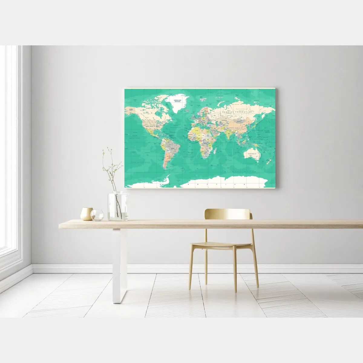 Obraz na płótnie mapa świata w stylu vintage – Wallissimo® Obraz na płótnie mapa świata w stylu vintage – Wallissimo®