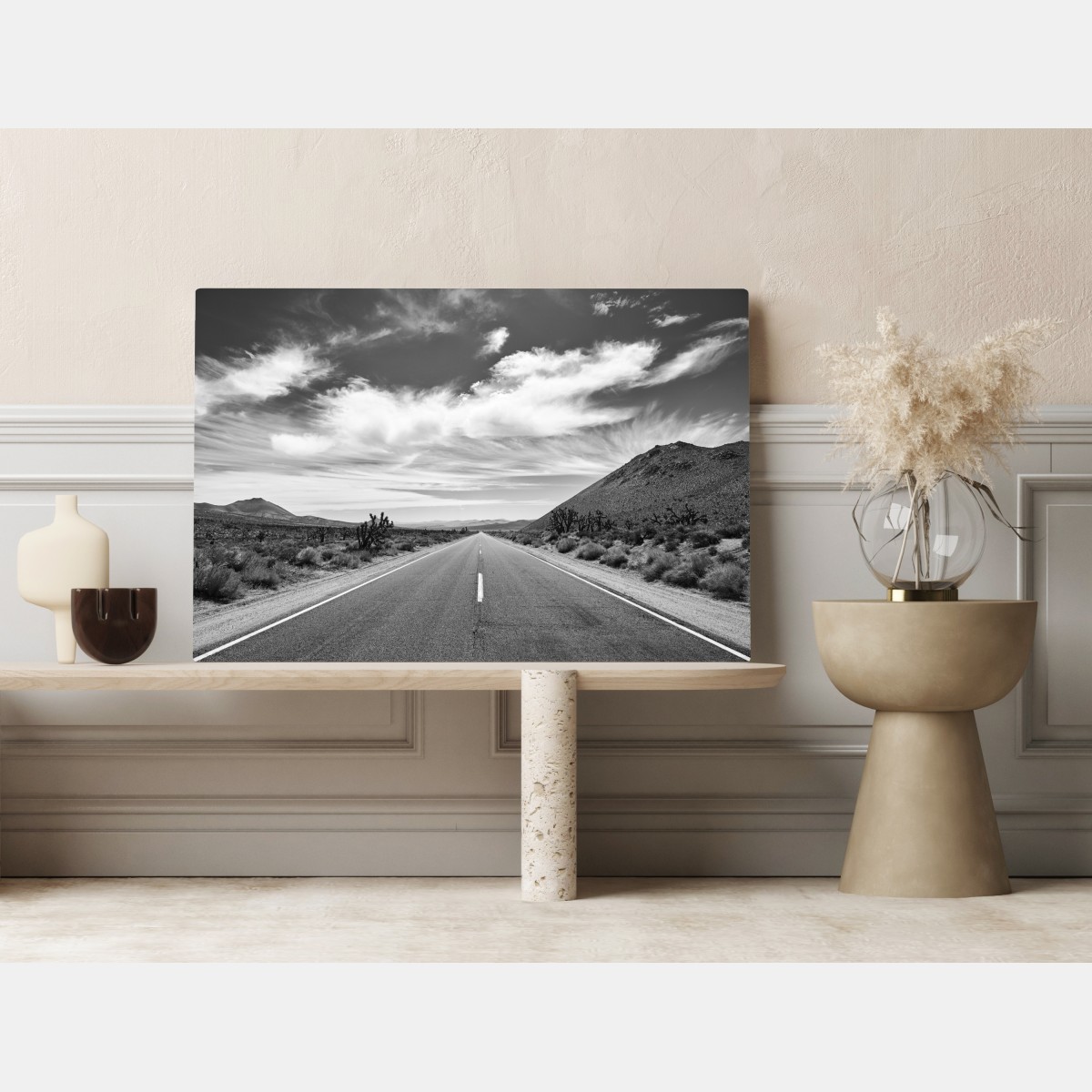 Obraz na płótnie Dolina Śmierci otwarta droga w czerni i bieli – Wallissimo® Obraz na płótnie Dolina Śmierci otwarta droga w czerni i bieli – Wallissimo®