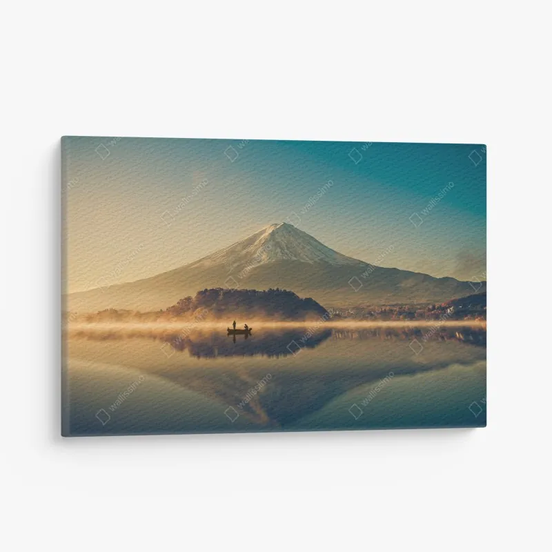 Obraz na płótnie wschód słońca nad Mount Fuji nad jeziorem Kawaguchiko