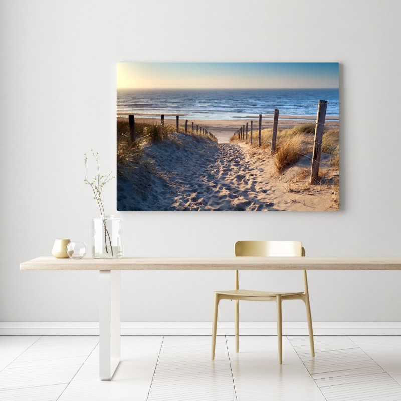 Obraz na płótnie ścieżka na plażę Morze Północne o złotym zachodzie słońca – Wallissimo® Obraz na płótnie ścieżka na plażę Morze Północne o złotym zachodzie słońca – Wallissimo®