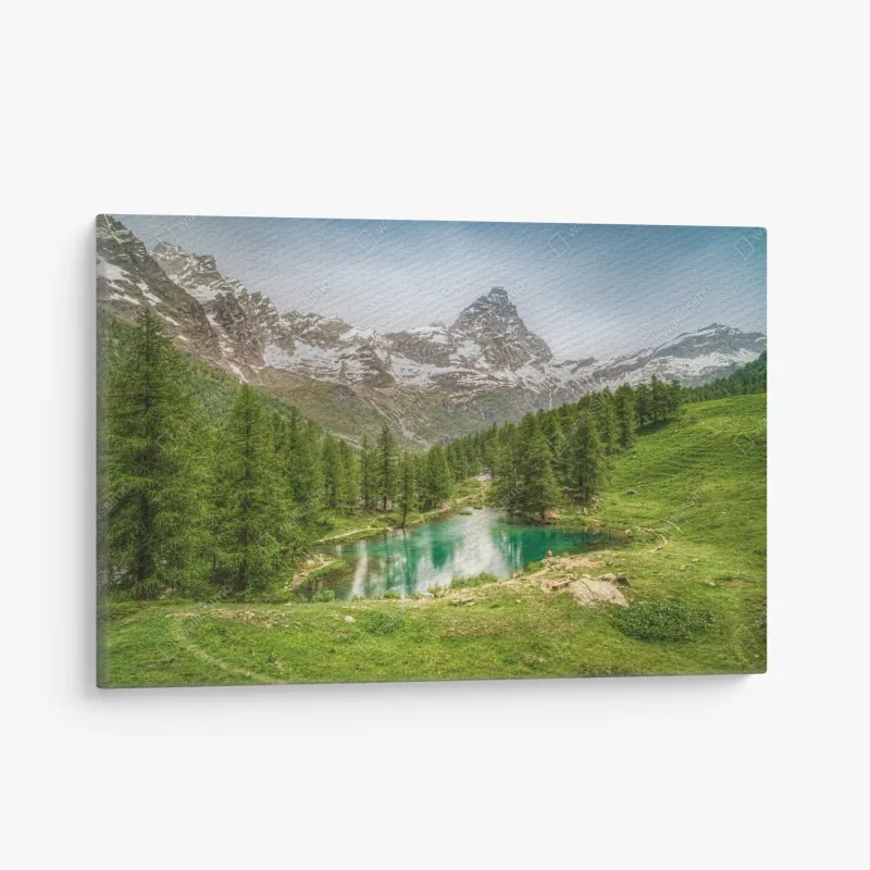 Obraz na płótnie spokojne odbicie Matterhornu nad jeziorem Stellisee, Zermatt – Wallissimo®