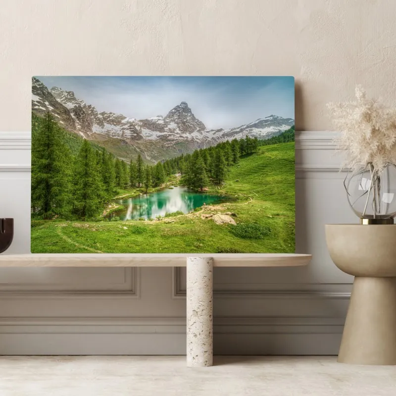 Obraz na płótnie turkusowe jezioro alpejskie w pobliżu Cervinia – Wallissimo® Obraz na płótnie turkusowe jezioro alpejskie w pobliżu Cervinia – Wallissimo®