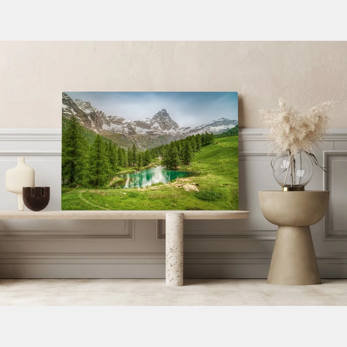 Obraz na płótnie turkusowe jezioro alpejskie w pobliżu Cervinia – Wallissimo® Obraz na płótnie turkusowe jezioro alpejskie w pobliżu Cervinia – Wallissimo®