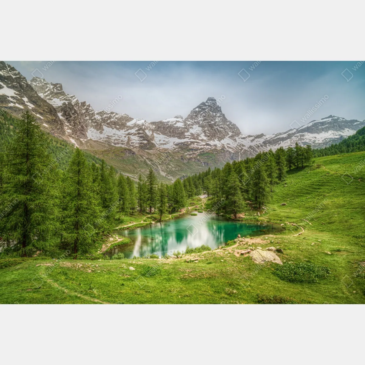 Obraz na płótnie turkusowe jezioro alpejskie w pobliżu Cervinia – Wallissimo® Obraz na płótnie turkusowe jezioro alpejskie w pobliżu Cervinia – Wallissimo®