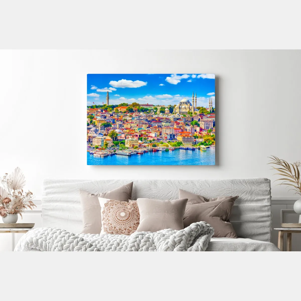 Obraz na płótnie tętniący życiem widok Stambułu nad Bosforem – Wallissimo® Obraz na płótnie tętniący życiem widok Stambułu nad Bosforem – Wallissimo®