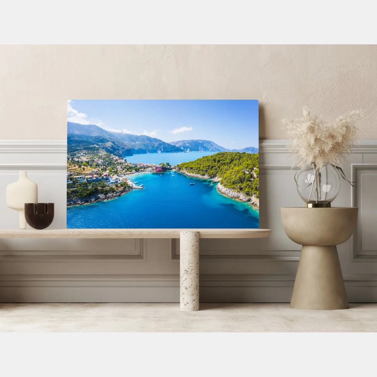 Obraz na płótnie słoneczna zatoka z turkusową wodą – Wallissimo® Obraz na płótnie słoneczna zatoka z turkusową wodą – Wallissimo®