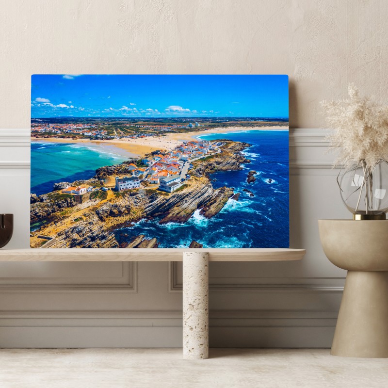 Obraz na płótnie Baleal wyspa i wybrzeże, Portugalia widok z lotu ptaka – Wallissimo® Obraz na płótnie Baleal wyspa i wybrzeże, Portugalia widok z lotu ptaka – Wallissimo®