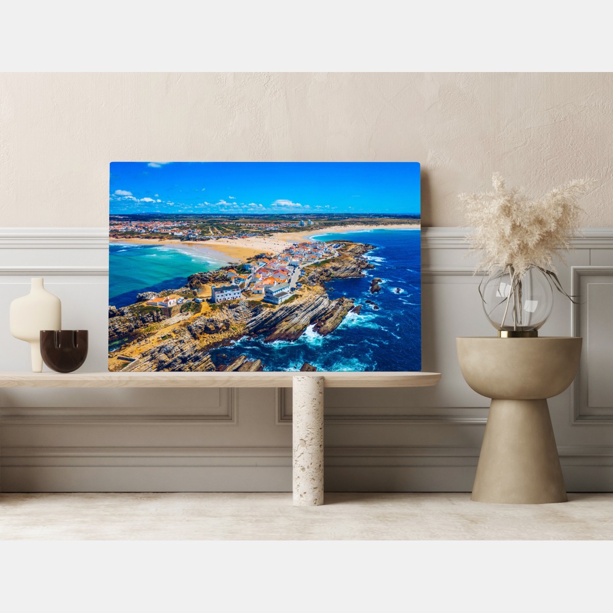 Obraz na płótnie Baleal wyspa i wybrzeże, Portugalia widok z lotu ptaka – Wallissimo® Obraz na płótnie Baleal wyspa i wybrzeże, Portugalia widok z lotu ptaka – Wallissimo®