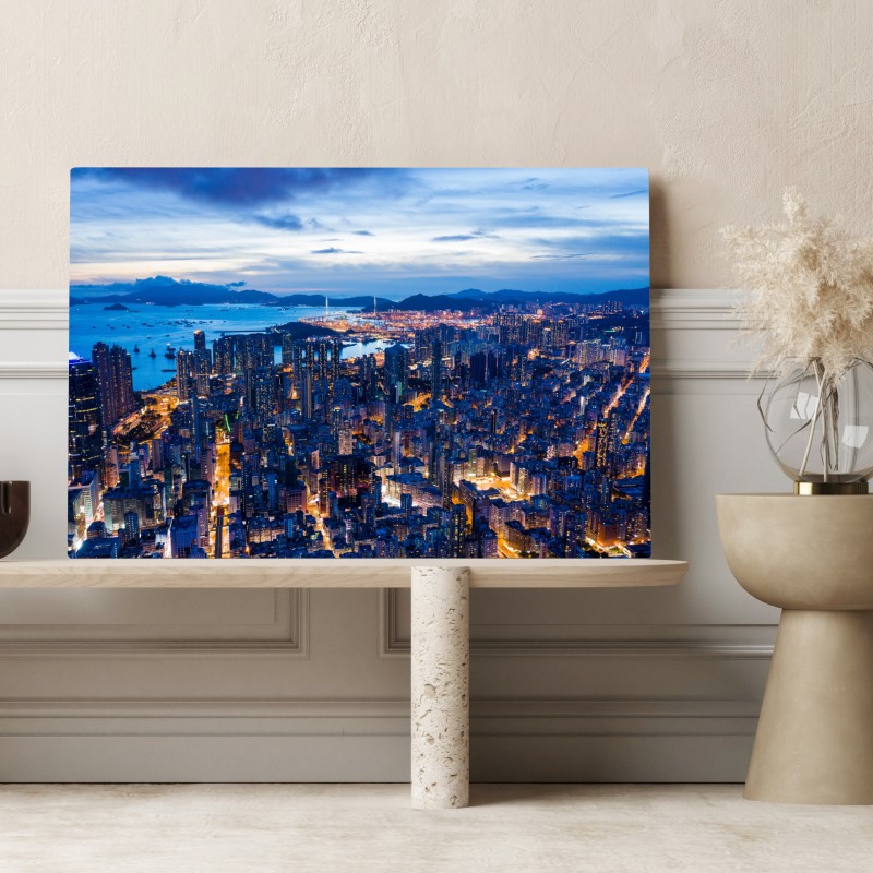 Obraz na płótnie Hongkong panorama nocna nad Mong Kok
