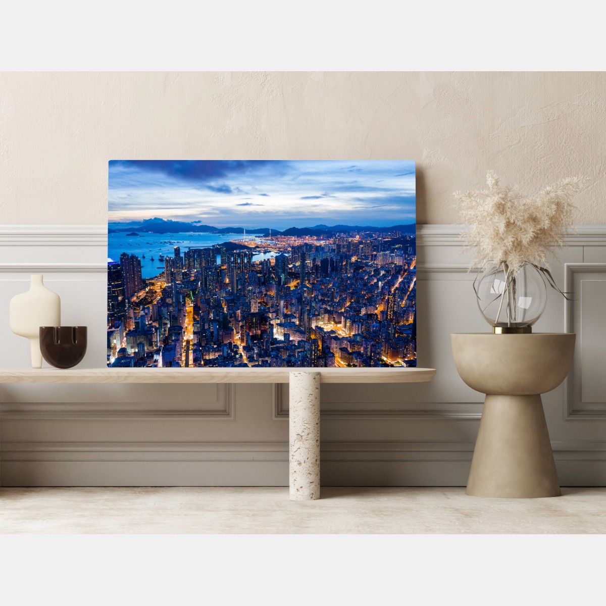 Obraz na płótnie Hongkong panorama nocna nad Mong Kok – Wallissimo® Obraz na płótnie Hongkong panorama nocna nad Mong Kok – Wallissimo®