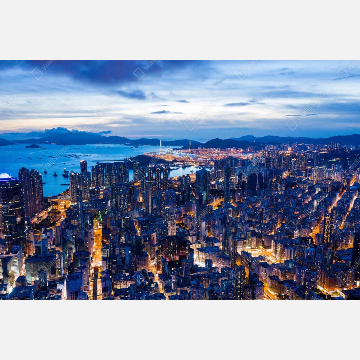 Obraz na płótnie Hongkong panorama nocna nad Mong Kok – Wallissimo® Obraz na płótnie Hongkong panorama nocna nad Mong Kok – Wallissimo®