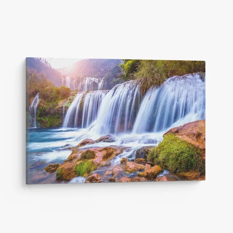 Obraz na płótnie tropikalny wzór ananasów i liści w akwareli na różowym tle – Wallissimo®