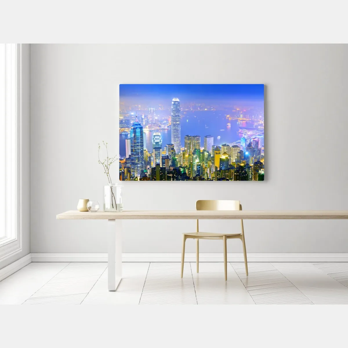 Obraz na płótnie panorama Hong Kongu nocą – Wallissimo® Obraz na płótnie panorama Hong Kongu nocą – Wallissimo®