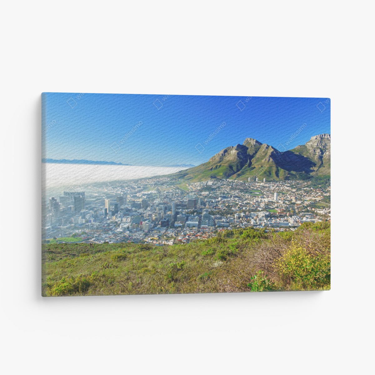 Canvas print city skyline with mountains and blue sky
